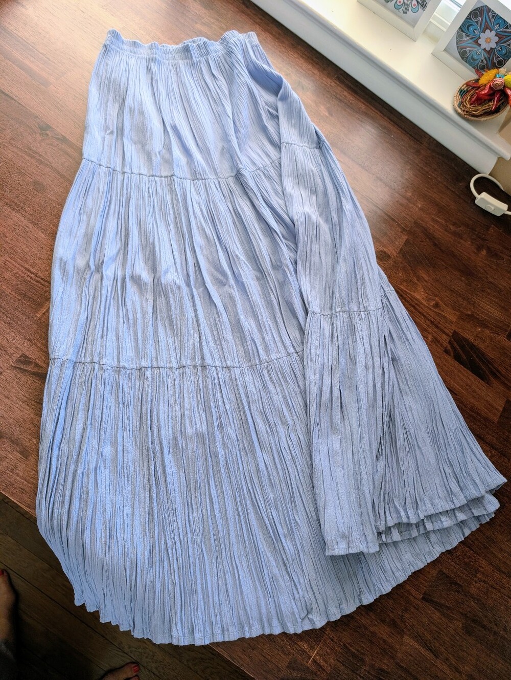 Light Blue Tiered Maxi Skirt